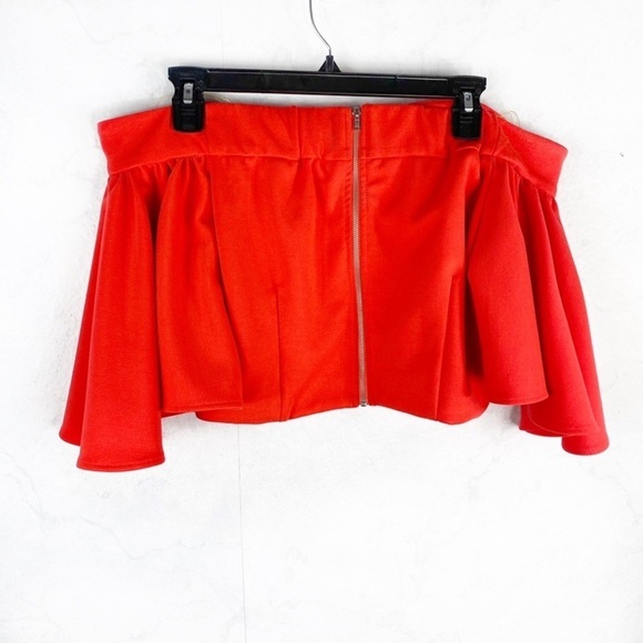 [DO+BE] Orange Off The-Shoulder Cropped Top - Picture 2 of 2